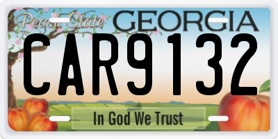 GA license plate CAR9132