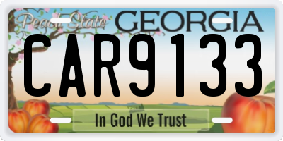 GA license plate CAR9133