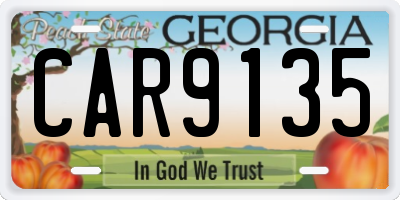 GA license plate CAR9135