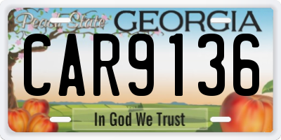 GA license plate CAR9136