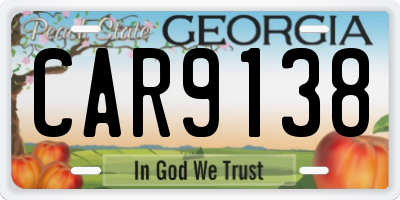 GA license plate CAR9138