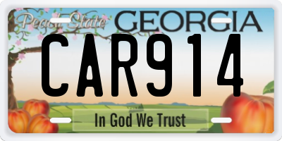 GA license plate CAR914