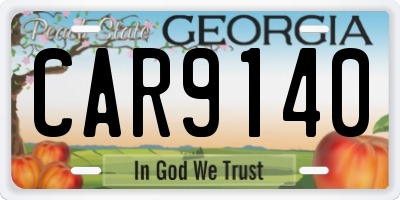 GA license plate CAR9140