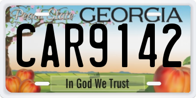 GA license plate CAR9142