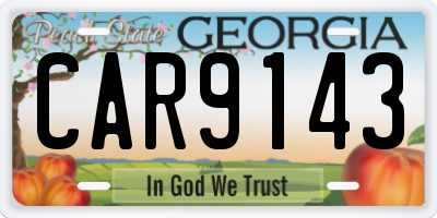 GA license plate CAR9143