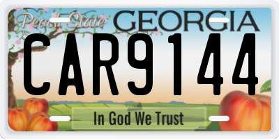 GA license plate CAR9144