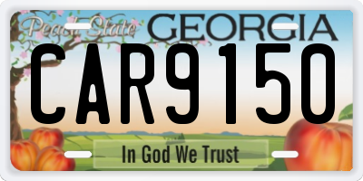 GA license plate CAR9150