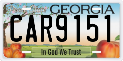 GA license plate CAR9151
