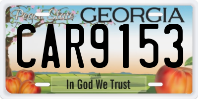 GA license plate CAR9153