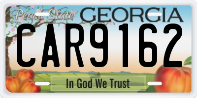 GA license plate CAR9162