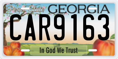 GA license plate CAR9163