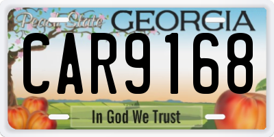 GA license plate CAR9168