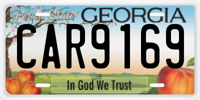 GA license plate CAR9169