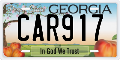 GA license plate CAR917