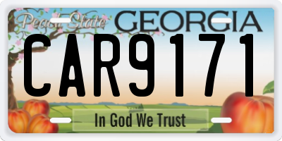 GA license plate CAR9171