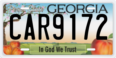 GA license plate CAR9172