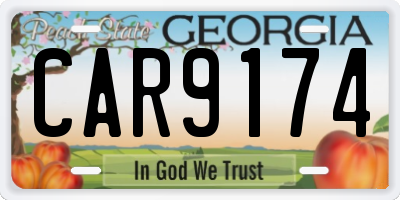 GA license plate CAR9174