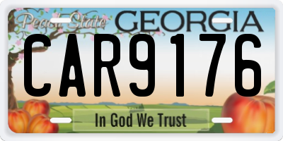 GA license plate CAR9176