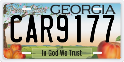 GA license plate CAR9177