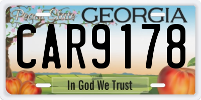 GA license plate CAR9178