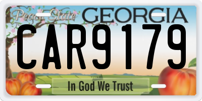 GA license plate CAR9179