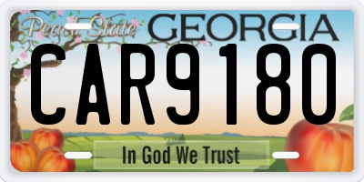 GA license plate CAR9180