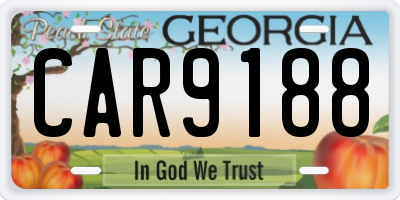 GA license plate CAR9188