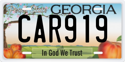 GA license plate CAR919