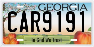 GA license plate CAR9191