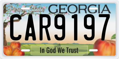 GA license plate CAR9197