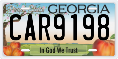 GA license plate CAR9198