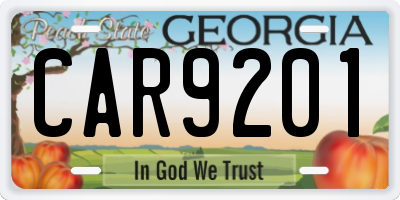 GA license plate CAR9201