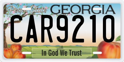 GA license plate CAR9210