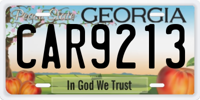 GA license plate CAR9213