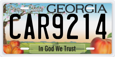 GA license plate CAR9214