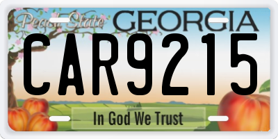 GA license plate CAR9215