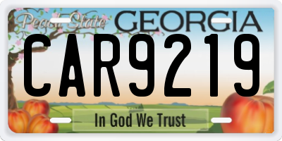 GA license plate CAR9219