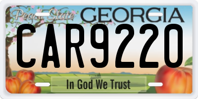 GA license plate CAR9220