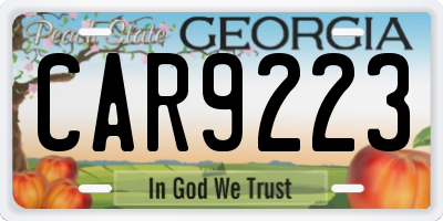 GA license plate CAR9223