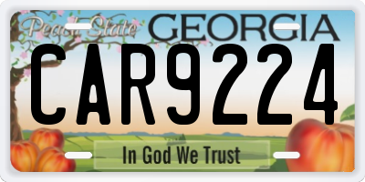 GA license plate CAR9224