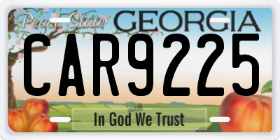 GA license plate CAR9225