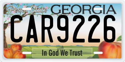 GA license plate CAR9226