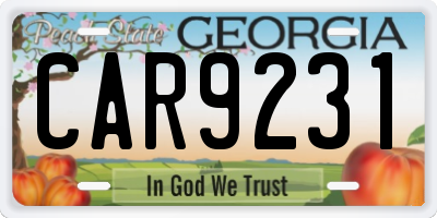 GA license plate CAR9231