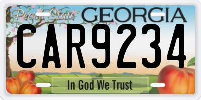 GA license plate CAR9234