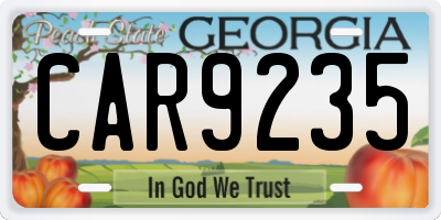 GA license plate CAR9235