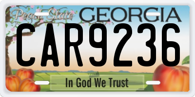 GA license plate CAR9236