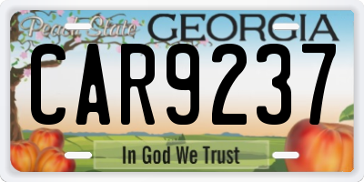 GA license plate CAR9237