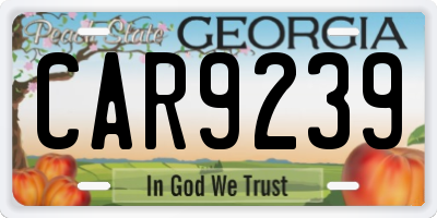 GA license plate CAR9239