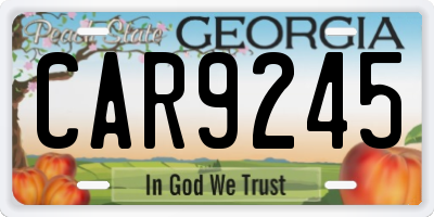 GA license plate CAR9245