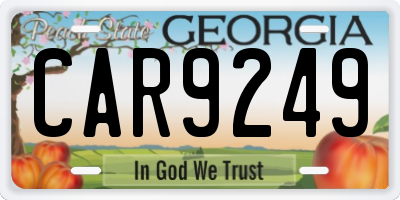 GA license plate CAR9249